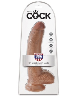 Фаллоимитатор на присоске с мошонкой King Cock with Balls 23 см мулат