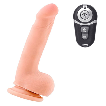 Реалистичный вибратор на присоске с пультом RealStick Elite Vibro 18 см телесный