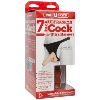 Страпон с реалистичным фаллоимитатором Vac-U-Lock Set UR3 Ultra Harness - 17,3 см