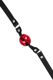 Красный кляп-леденец на кожаных ремешках со вкусом виски