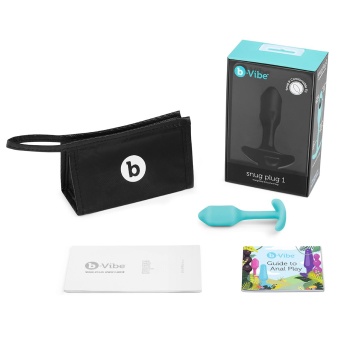Утяжелённая анальная пробка для ношения b-Vibe Snug Plug 1 мини голубая
