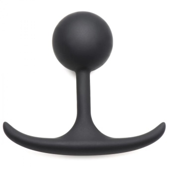 Черная анальная пробка с утяжелением Premium Silicone 3.3  Weighted Round Plug - 8,4 см.