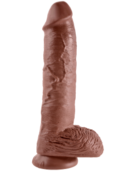 Фаллоимитатор на присоске с мошонкой King Cock with Balls 25 см коричневый
