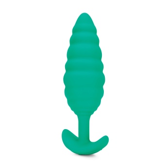 Ребристая вибропробка b-Vibe Twist Texture Plug зелёная