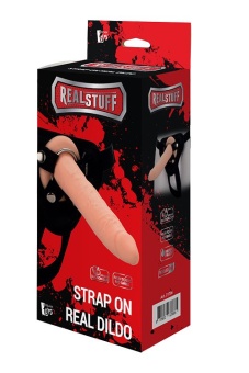 Телесный страпон на черных трусиках STRAP ON REAL DILDO - 20 см.