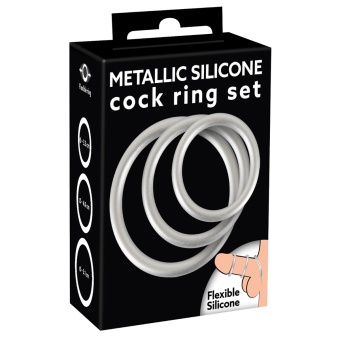 Набор из 3 эрекционных колец Metallic Silicone Cock Ring Set