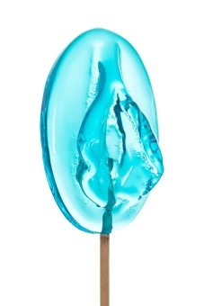 Леденец в форме вагины со вкусом блю кюрасао - 50 гр.