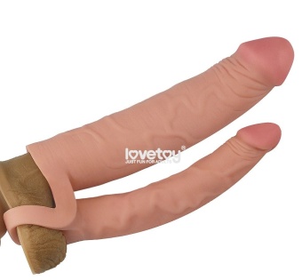 Телесная насадка для двойного проникновения Add 2 Pleasure X Tender Double Penis Sleeve - 20 см.