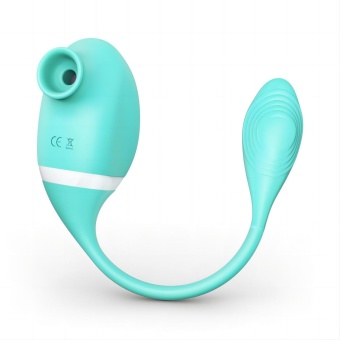 Мятный вакуумный вибростимулятор Tadpole Vibrating Dual Stimulation с виброхвостиком