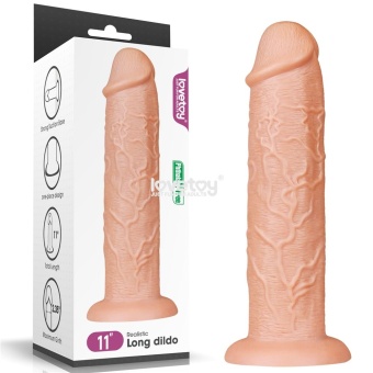 Телесный фаллоимитатор-гигант 11 Realistic Long Dildo - 28 см.