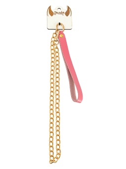 Розовый кожаный поводок с карабином для ошейника - 80 см.