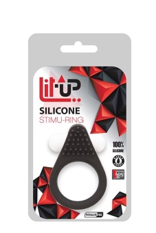 Чёрное эрекционное кольцо LIT-UP SILICONE STIMU RING 1 BLACK