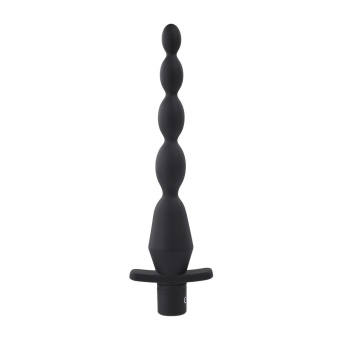 Черная анальная елочка с вибрацией Vibrating Butt Beads - 22 см.