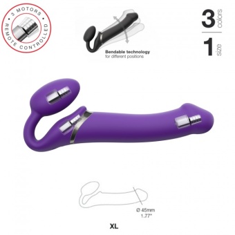 Безремневой страпон с вибрацией и пультом управления Strap-on-me size XL фиолетовый