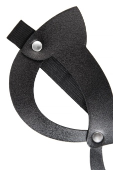 Черная открытая маска с ушками кошки