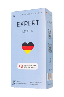 Ультратонкие презервативы EXPERT Lights - 12 шт.(+3 в подарок)