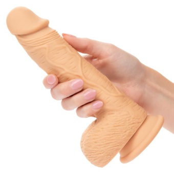 Фаллоимитатор с мошонкой на присоске Dual Density Silicone Studs 16 см телесный
