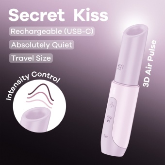 Сиреневый вакуумный стимулятор Secret Kiss Сиреневый вакуумный стимулятор Secret Kiss