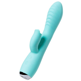 Мятный Вибратор с клиторальным стимулятором и язычком Jos Milo - 20 см