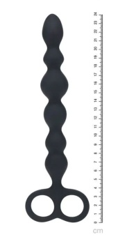 Черная анальная цепочка Beaded Silicone Anal Probe with Double Loop - 24 см.
