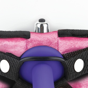 Плюшевые трусики для страпона Strap On Harness Pink черно-розовые