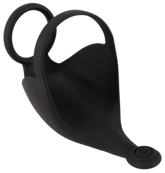 Черная вибронасадка для эрекции и стимуляции мошонки Cock ring with RC ball massager