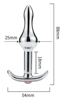 Металлическая анальная пробка-капля с прозрачным кристаллом - 8,8 см.