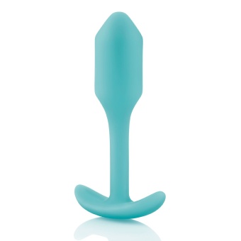 Утяжелённая анальная пробка для ношения b-Vibe Snug Plug 1 мини голубая