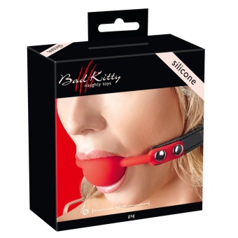 Силиконовый кляп-шар на чёрных ремешках Red Gag silicone