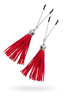 Зажимы на соски «Вилки» с красными кисточками из замши