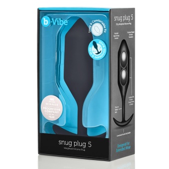 Утяжеленная анальная пробка для ношения b-Vibe Snug Plug 5 большая чёрная