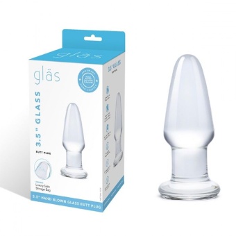 Маленькая стеклянная прозрачная анальная пробка - 8 см