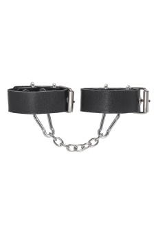 Черные кожаные наручники-браслеты из одного ремешка с люверсами