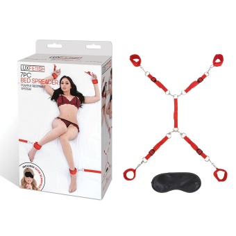 Набор для фиксации на кровати Lux Fetish Bed Spreader красный