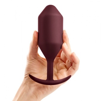 Утяжелённая анальная пробка для ношения b-Vibe Snug Plug 5 большая бордовая