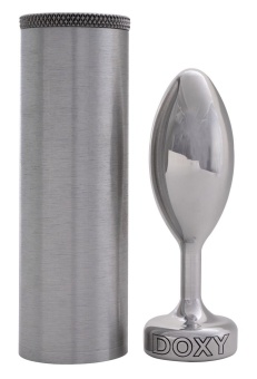 Серебристая анальная втулка Doxy Smooth Butt Plug - 10,5 см.