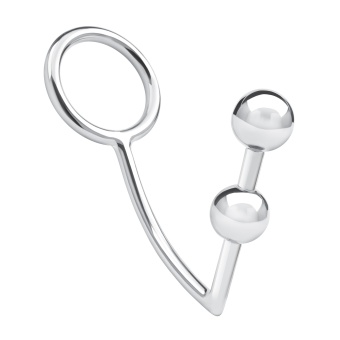 Кольцо на пенис с анальным стимулятором Two Bead Stainless Steel Anal Hook   Cock Ring