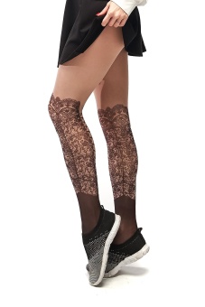 Колготки +size с имитацией кружевных сапожек на шнуровке