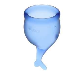 Набор из 2 менструальных чаш с хвостиком Satisfyer синий