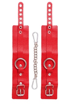 Красные мягкие кожаные оковы с люверсами