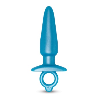 Голубая анальная пробка с кольцом Sleek Tapered Silicone Plug - 15 см.