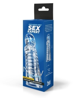 Прозрачная закрытая насадка на член - 15 см.