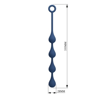 Синяя анальная ёлочка с кольцом Waterdrop Anal Balls 30 mm M - 33,5 см.