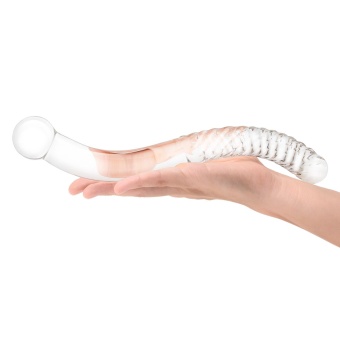 Стеклянный двусторонний фаллоимитатор Glass Pelvic Wand Double Ended прозрачный