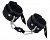 Черные двухслойные наручники с белой строчкой