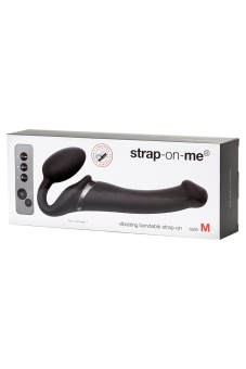 Безремневой страпон с вибрацией и пультом управления Strap-on-me M чёрный