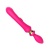 Розовый двусторонний вибромассажёр с клиторальным отростком - 30 см.