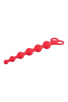 Красная анальная цепочка Ribbed Silicone Anal Beads - 26 см.