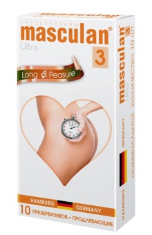 Презервативы Masculan Ultra 3 Long Pleasure с продлевающим эффектом - 10 шт