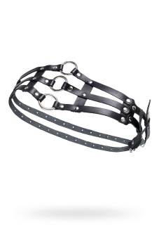 Черный кожаный пояс с кольцами